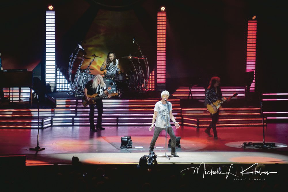 REO Speedwagon takes the stage at the Ozarks Amphitheater in Camdenton. The band performed a plethora of hits during the near two-hour set.