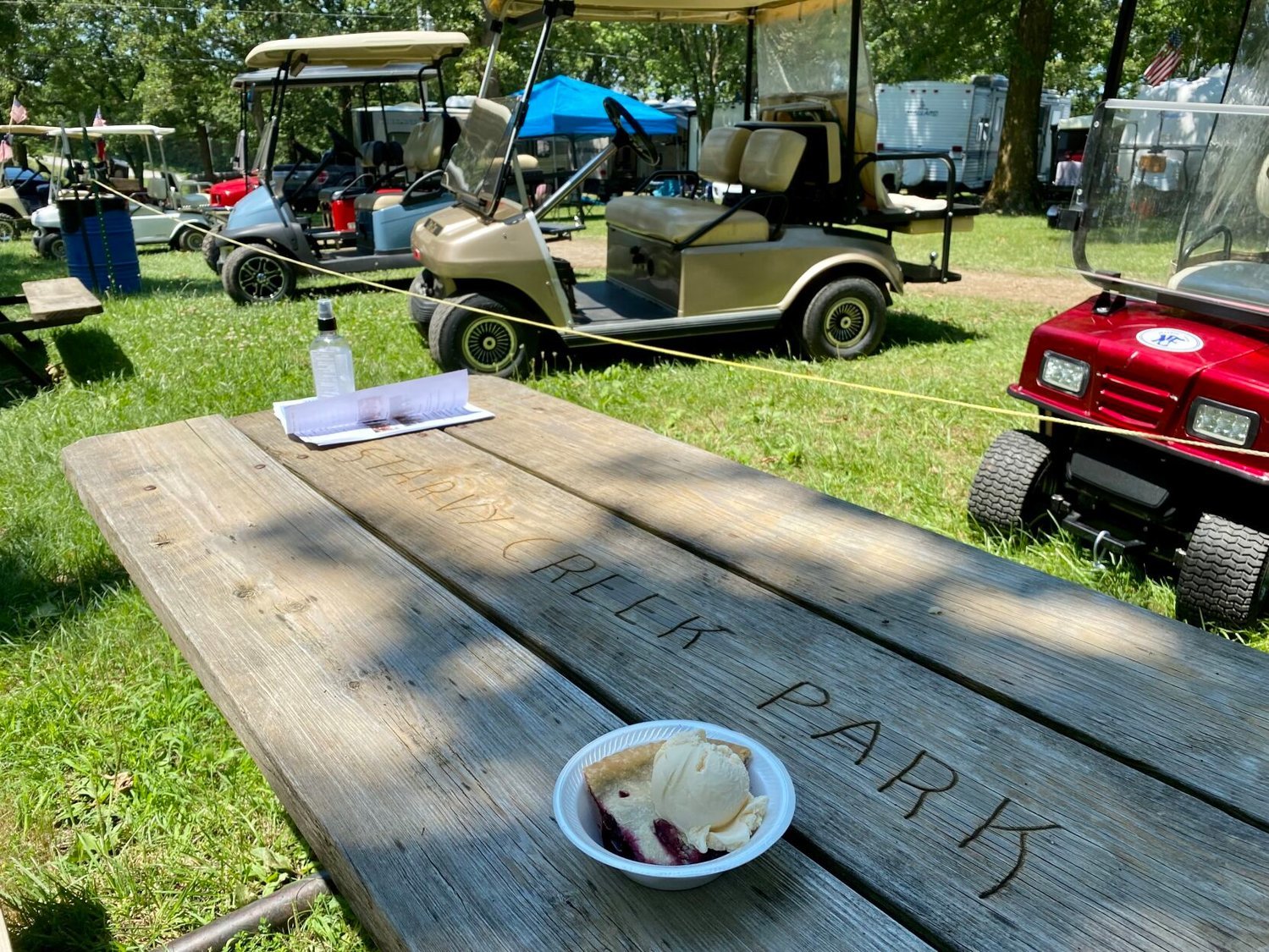 Homemade pie and ice cream are a crowd favorite at the three-day summer bluegrass event in Conway, Mo. 
